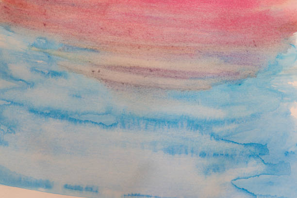 Blurred blue and red watercolor paint