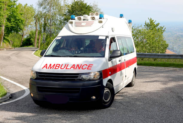 istock ambulance van speeding down the road during an emergency 2177052883