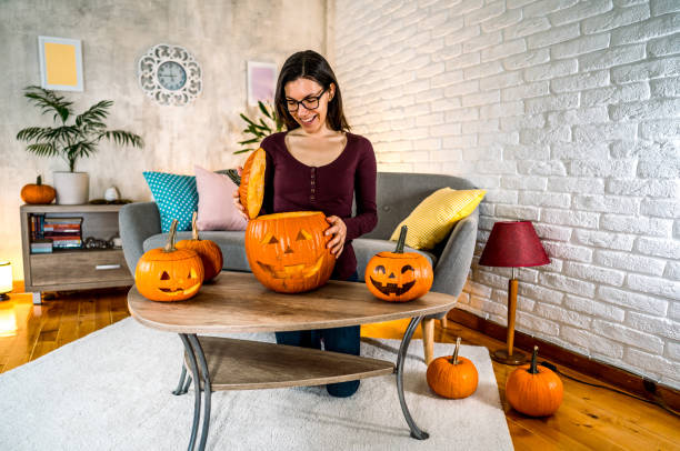 istock Woman preparing decorations for Halloween 2177053707