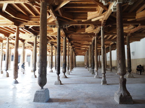 istock Khiva carved wooden columns mosque 2177057053