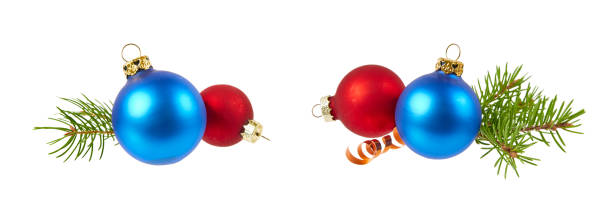red blue christmas balls decoration isolated on white
