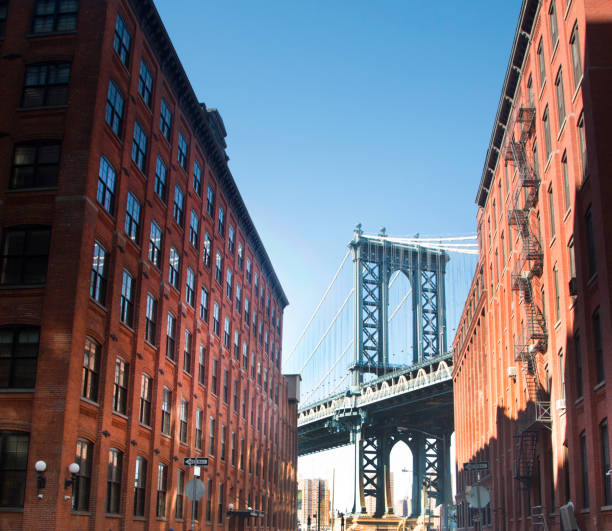 New York, Manhattan bridge  viewed from Brooklyn