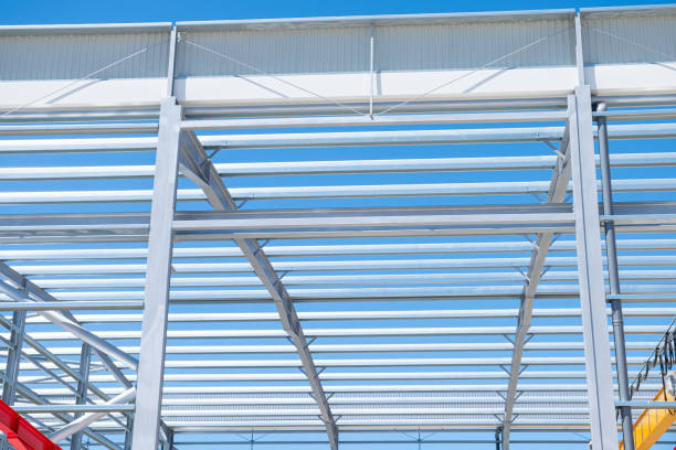 istock metal structure of an industrial building under construction 2177065464