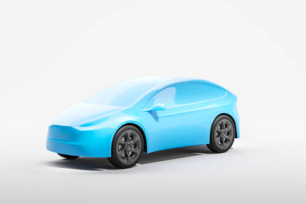 istock Blue futuristic car model on a white background. 3D Rendering 2177066230