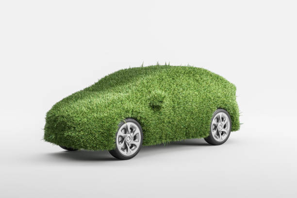 istock Eco-friendly car covered in green grass on a white background. 3D Rendering 2177066626