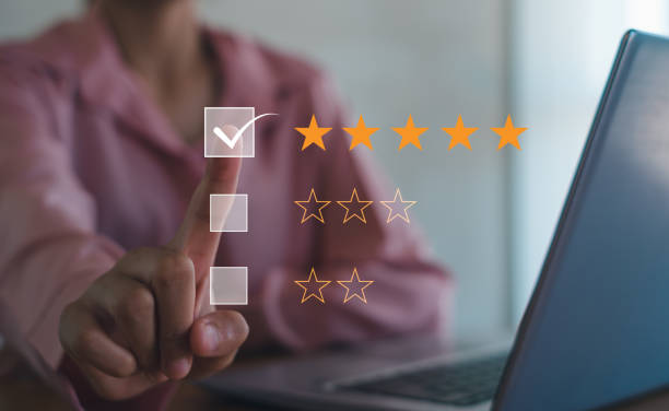 istock Customer Experience Concept, Best Excellent Services Rating for Satisfaction present by Hand of Client Showing excellent Review, feedback, good. 2177067923