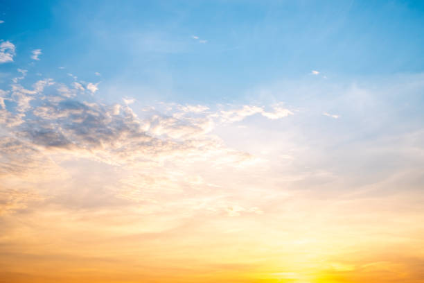 istock Beautiful , luxury soft gradient orange gold clouds and sunlight on the blue sky perfect for the background, take in everning,Twilight, Large size, high definition landscape photo 2177071491