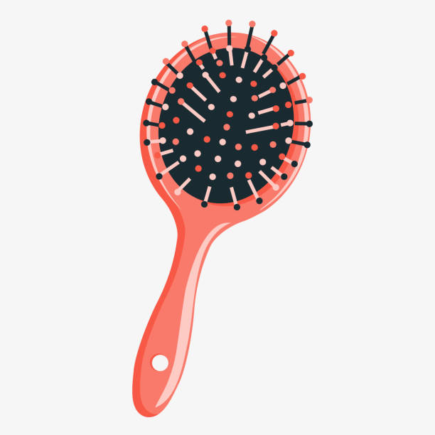 Comb. Massage brush for hair in pink color. Comb. Massage brush for hair in pink color. Vector illustration in flat style. human hair comb combing cartoon stock illustrations