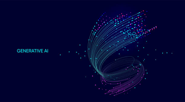 Illustration of abstract stream. Artificial intelligence. Big data, technology, AI, data transfer, data flow, large language model, generative AI, binary concept Illustration of abstract stream. Artificial intelligence. Big data, technology, AI, data transfer, data flow, large language model, generative AI, binary concept flowing stock illustrations