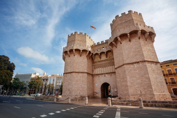istock A historic stone gateway Torres de Serranos against blue sky 2177083377