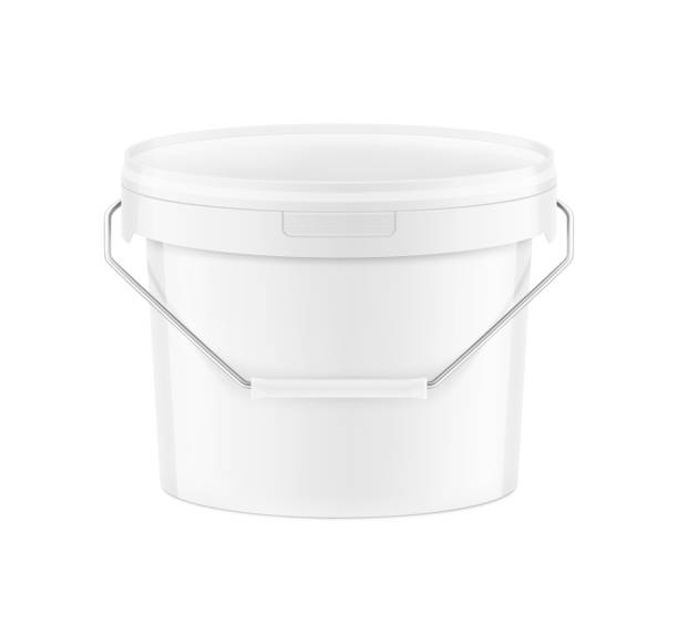 istock White plastic bucket for paints, horeca food, glue. 2177085746