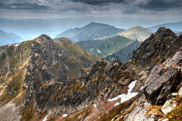 istock Rocky Mountain Range with Snow Patches 2177091986