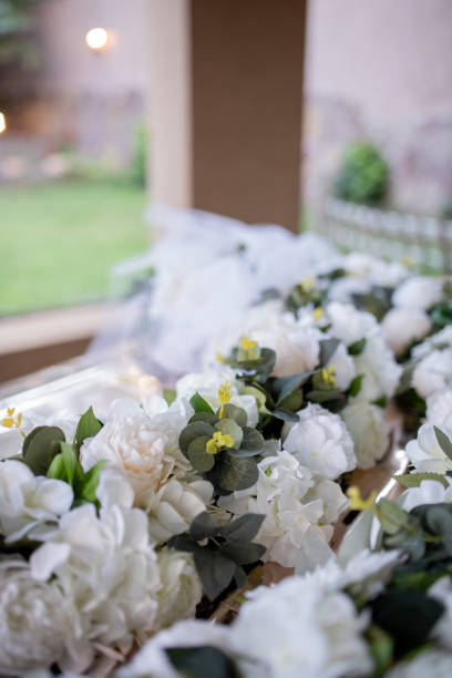 istock Elegant table decoration with white flowers for wedding party 2177092464