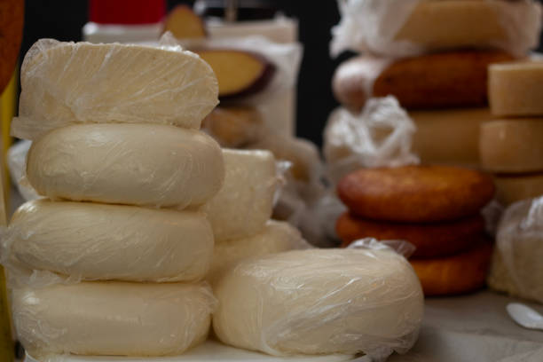 istock Cheese counter. Georgian cow cheese Suluguni 2177104740