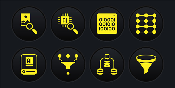 Set Artificial Intelligence Ai Neural Network Funnel Filter Server Data ...