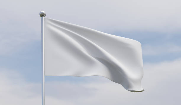 istock White flag, blank flag, sky background, flagpole, 3D illustration 2177107625