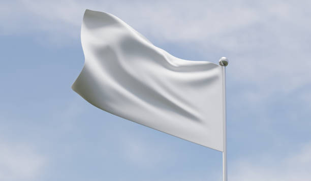 istock White flag, blank flag, sky background, flagpole, 3D illustration 2177107627