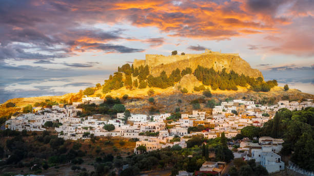 istock Sunset light in Lindos, Rhodes 2177110224