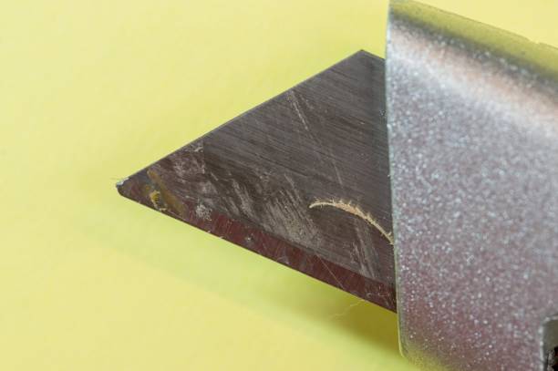 Close up of a used utility knife blade