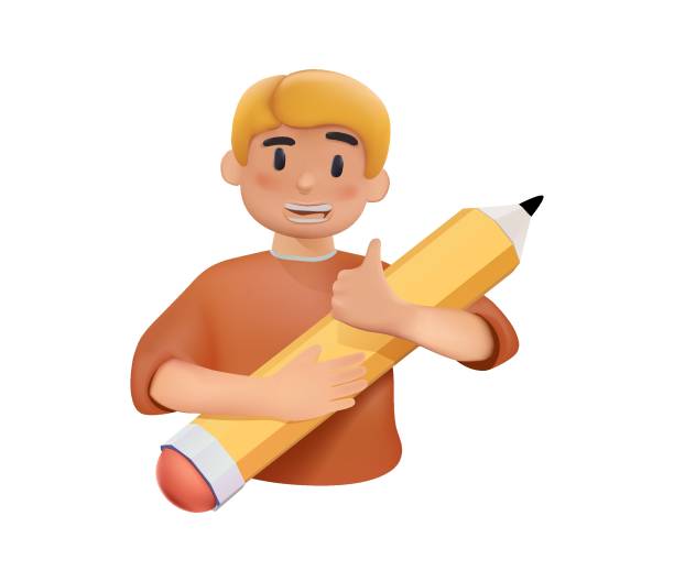 istock 3D Cute boy holding pencil. Illustration about education. Student holding pencil, exploring and building knowledge. Learning, online course and training, back to school 2177113520