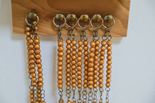 Vibrant handcrafted beadwork featuring intricate designs hangs on display, capturing the essence of traditional craftsmanship at the Pushkar Camel Fair in Rajasthan, India. A celebration of culture and artistry.
