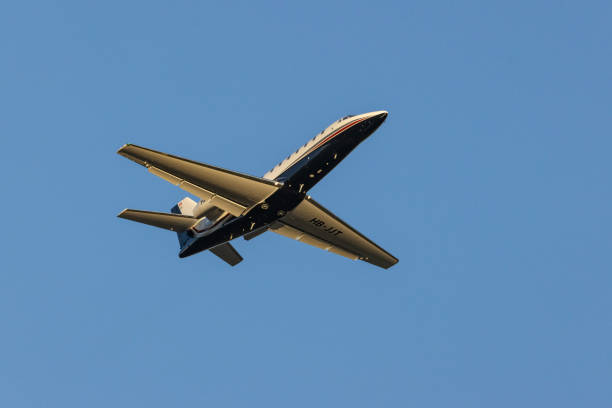 A Cessna private jet taking off from Helsinki.