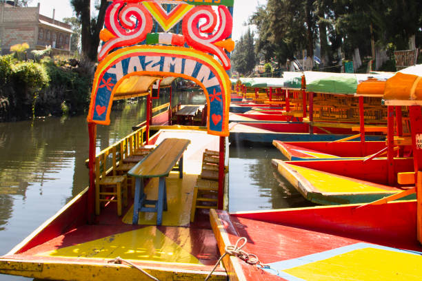 istock Brightly Colored Trajinera Boats at Xochimilco 2177124281