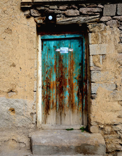 ancient door in rural village in Esla-Campos region