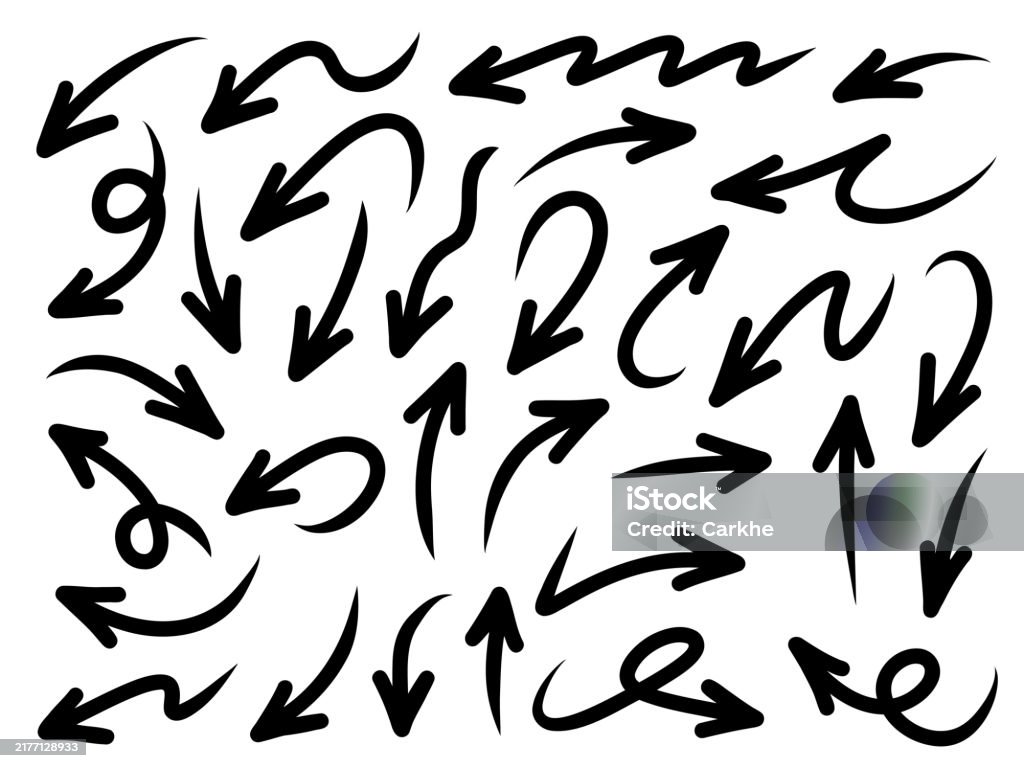 Simple Arrow Graphics Hand Drawn Arrows Collection Set Simple Flat Arrows Isolated On White ...