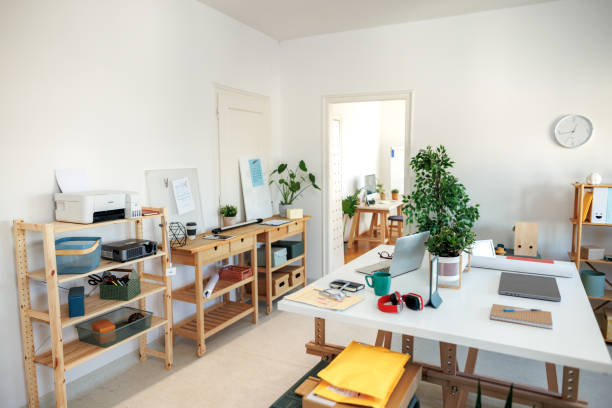 istock Small modern office with no people 2177130889