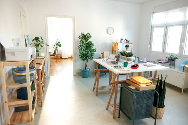 istock Small modern office with no people 2177130900