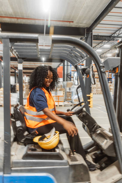 istock Beautiful black female warehouse worker during her daily duties on site 2177133432