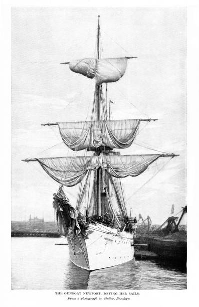 istock USS Newport Battleship drying sails at New York Naval Shipyard, Spanish-American War, 19th Century US Naval History, 2177140299