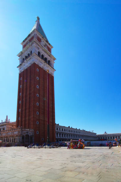 Venice, Italy on Aug 22, 2023. The tower in St Mar square, Venice, Italy