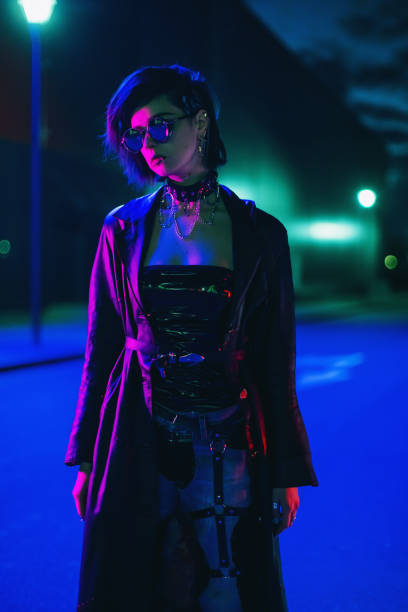 Cyberpunk. Gothic style. Fashion model