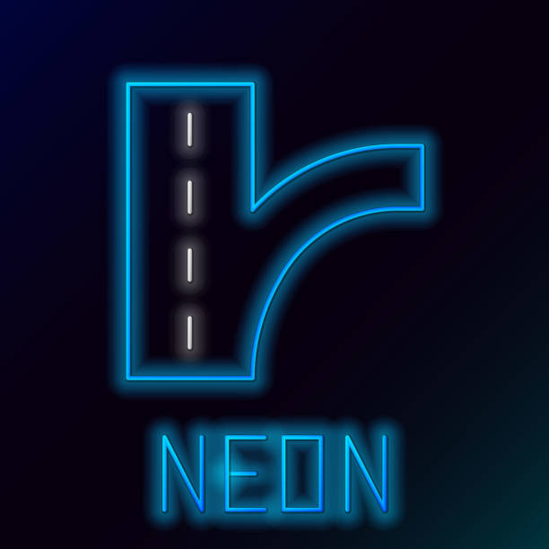 istock Glowing neon line Road traffic sign. Signpost icon isolated on black background. Pointer symbol. Isolated street information sign. Direction sign. Colorful outline concept. Vector 2177152993