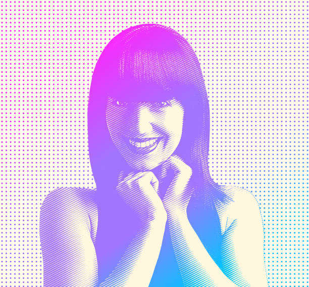 istock Minimalistic vector portrait of successful female influencer 2177158137