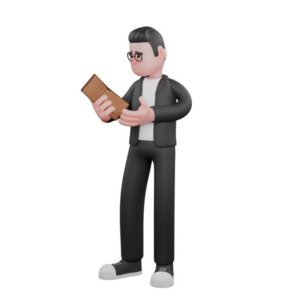 istock Editor in 3D. A male editor is standing while carrying a notebook. Male Professional 2177166186