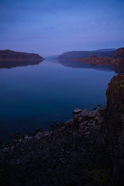Beautiful winter sunset in Oregon in the Columbia River Gorge