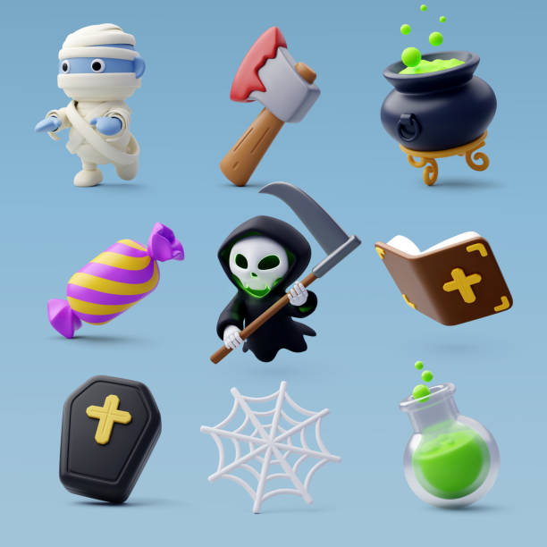 istock Collection of 3d Vector Happy Halloween festival concept 2177177561