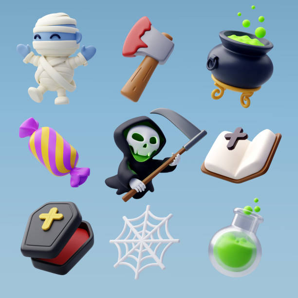 istock Collection of 3d Vector Happy Halloween festival concept 2177177571