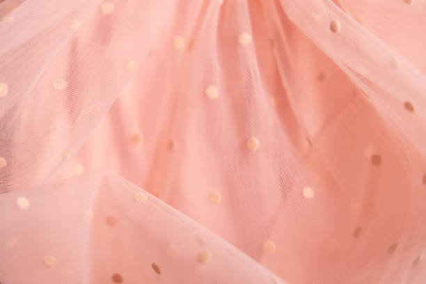 istock Tulle fabric texture background, textile pattern, pink polka dot on tulle, copy space 2177187364