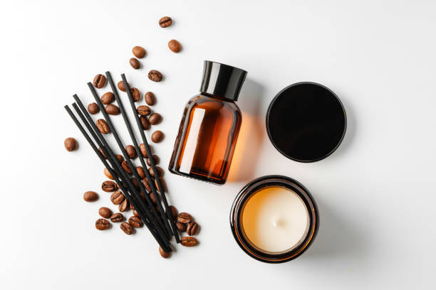 istock Aromatic coffee-scented candles and essential oils with coffee beans and incense sticks 2177187560