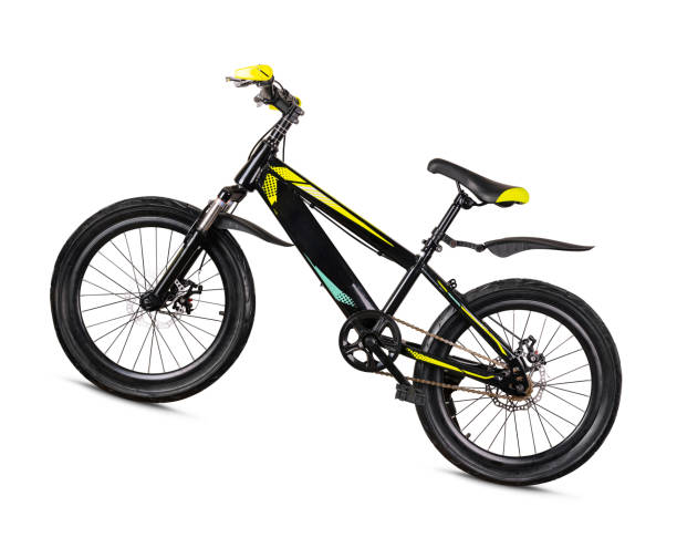istock Modern black and yellow mountain bike isolated on white 2177188302