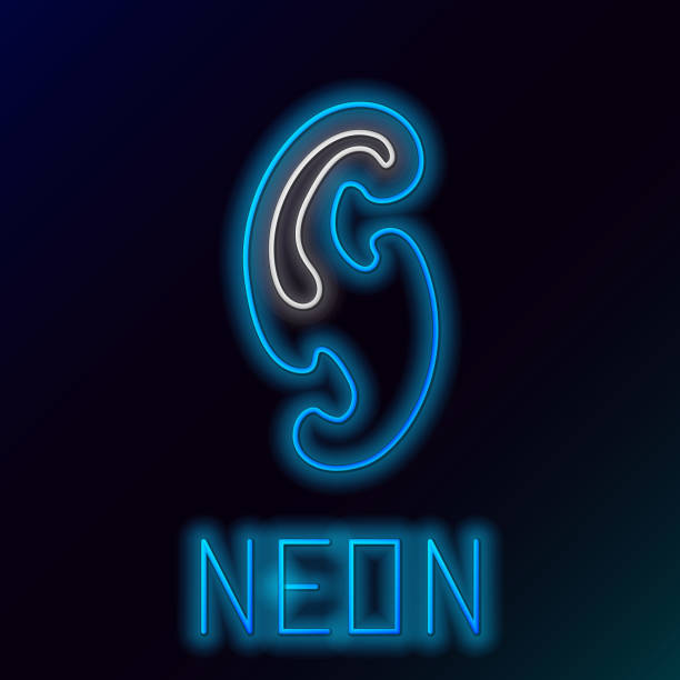 istock Blue glowing neon line French curves icon isolated on black background. Sewing equipment. Colorful outline concept. Vector Illustration 2177188320