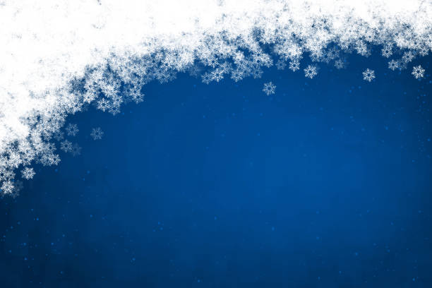 istock Christmas or New Year festive background in dark navy blue color with curved frilly border of white snowflakes leaving copy space over snowing spotted dotted shiny glittery backdrop 2177192959