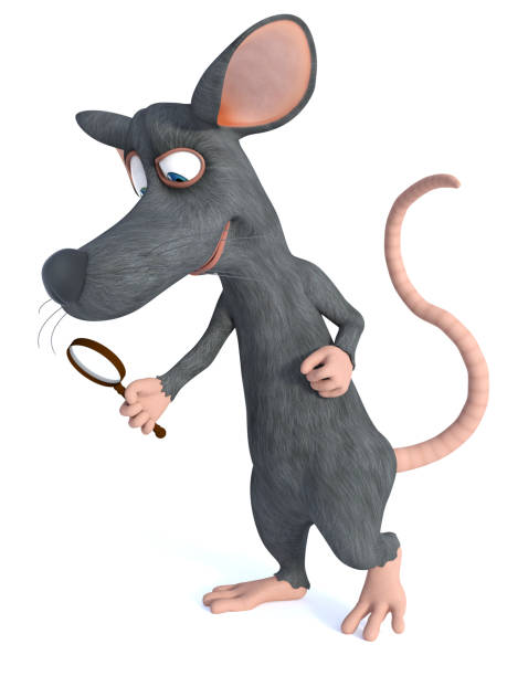 istock 3D rendering of a smiling cartoon mouse holding magnifying glass. 2177196780