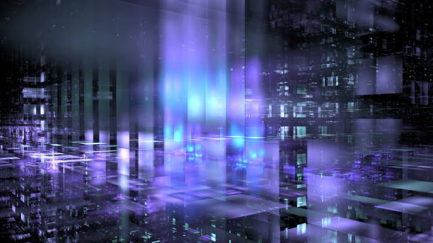 istock A vibrant digital landscape features a captivating mix of purple and blue lights, creating intricate patterns and depth in a futuristic environment, evoking a sense of technology and innovation 2177199865