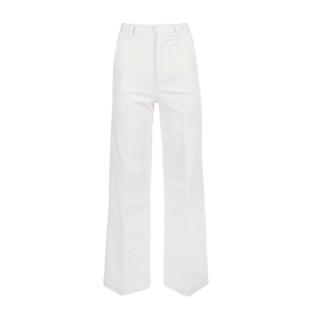 istock Women's white wide elegant pants 2177201881
