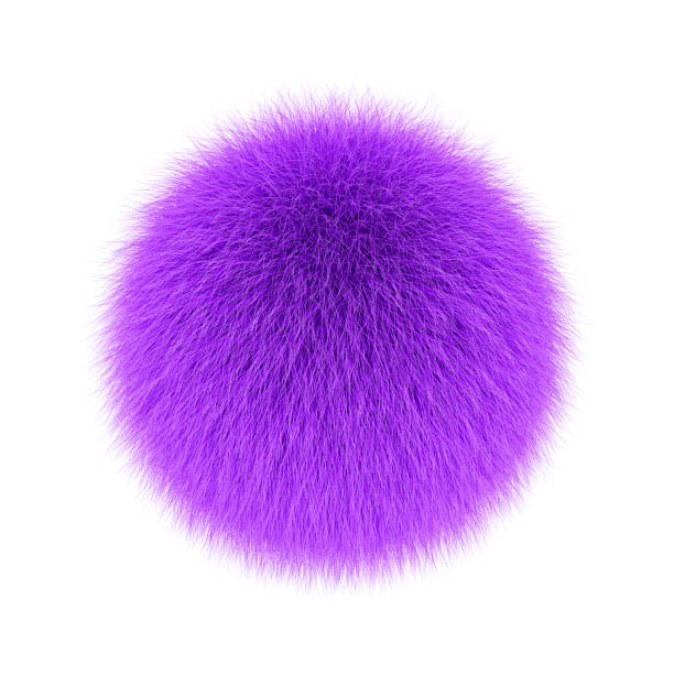 istock Purple fluffy ball, fur pom-pom isolated on white 2177202817